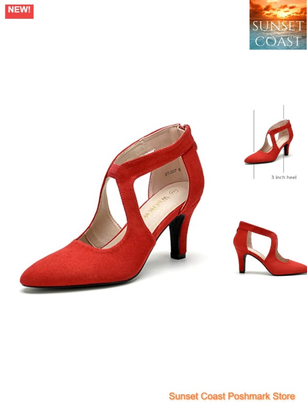WuORWu Women's Closed Toe Pumps with Ankle Strap & 3-Inch Heel